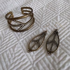 Lucky Brand Bronze Peace Earrings and Bracelet